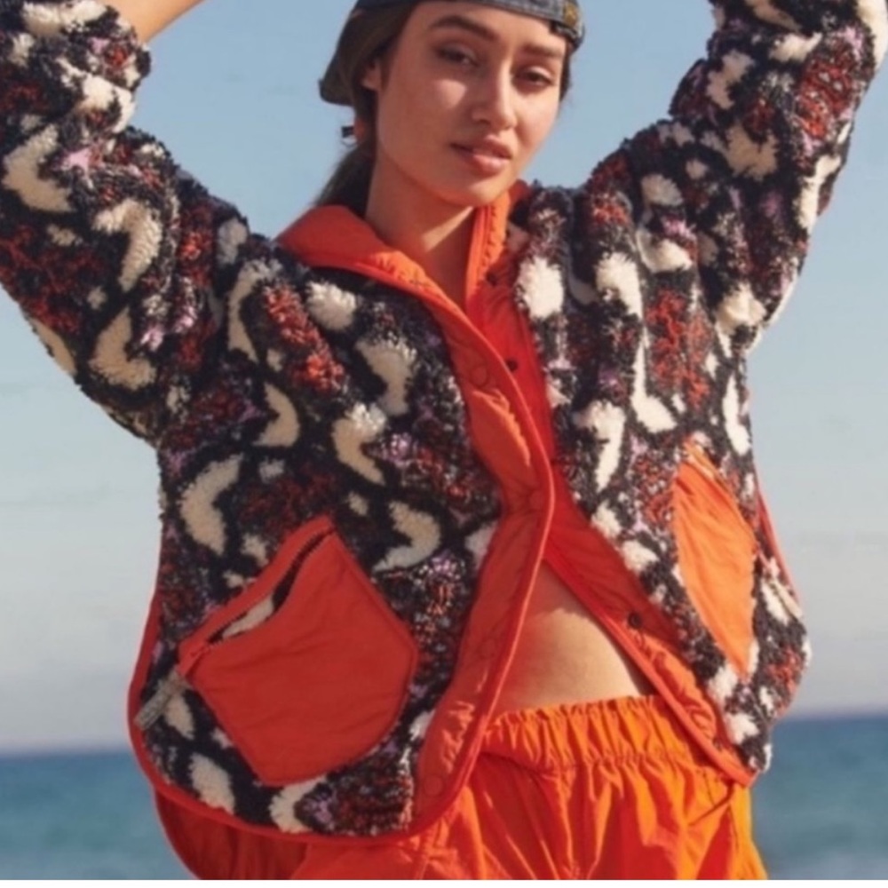 Free People FP Movement Jacquard Elevation Reversible Sherpa Jacket